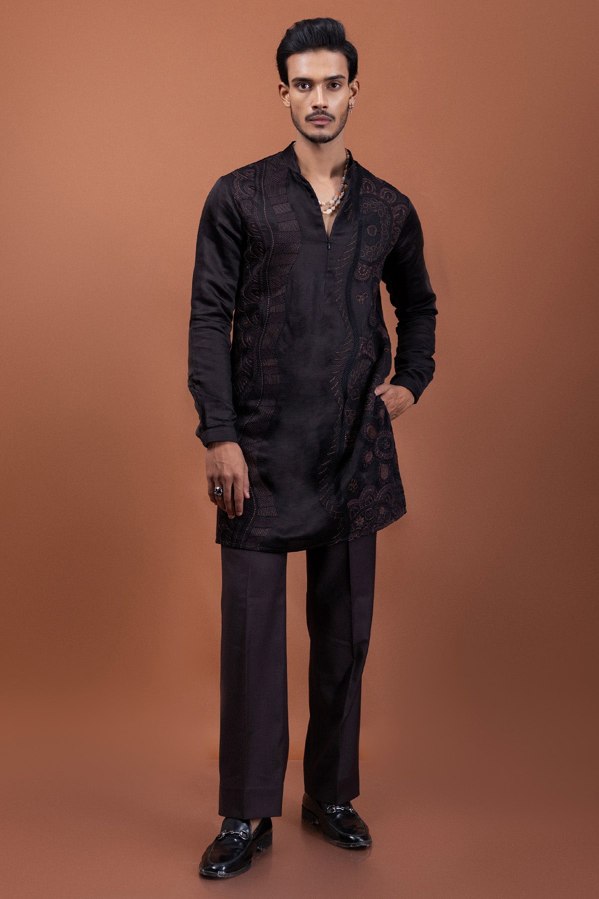 Buy Brown Mandala Art Pattern Kurta for men by Paarsh Atelier online available at scrollnshops