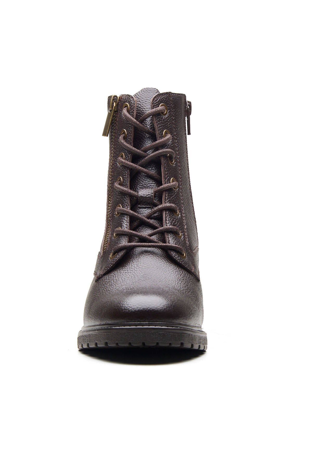 Brown Milled Leather Ankle Boots