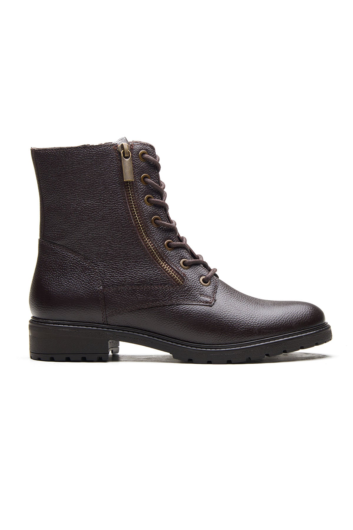 Brown Milled Leather Ankle Boots