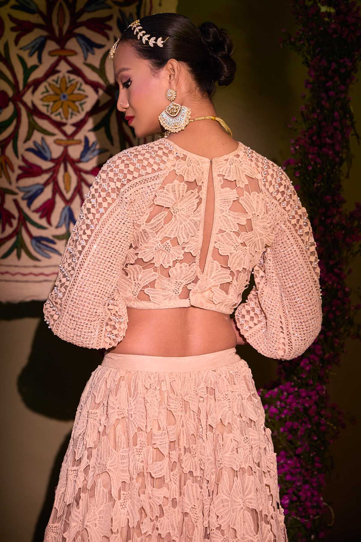 Brown Mirror Work Lehenga Set