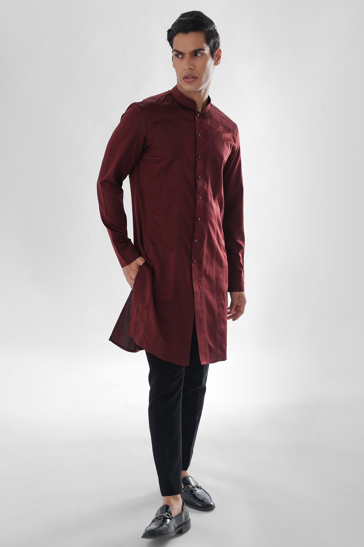 Buy Brown Modal Satin Kurta & Pants for men by Paarsh Atelier online available at scrollnshops