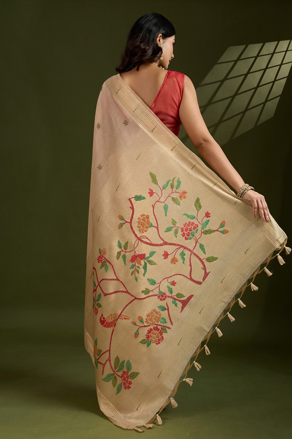 Brown Muga Cotton Saree & Blouse