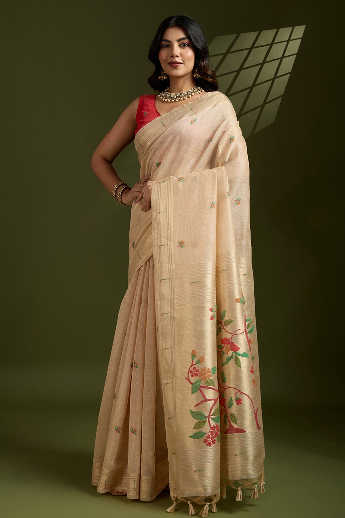 Brown Muga Cotton Saree & Blouse