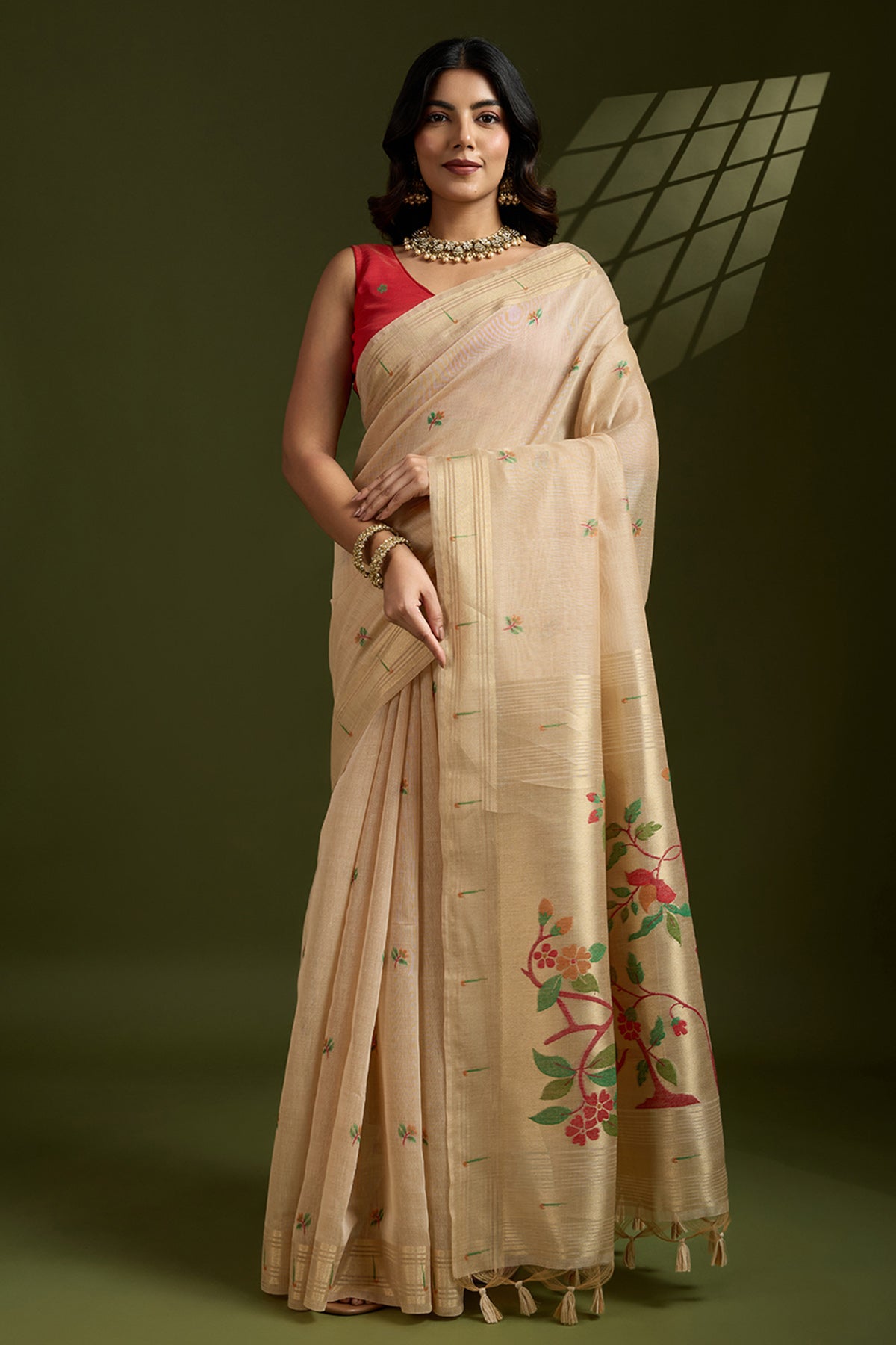 Brown Muga Cotton Saree & Blouse