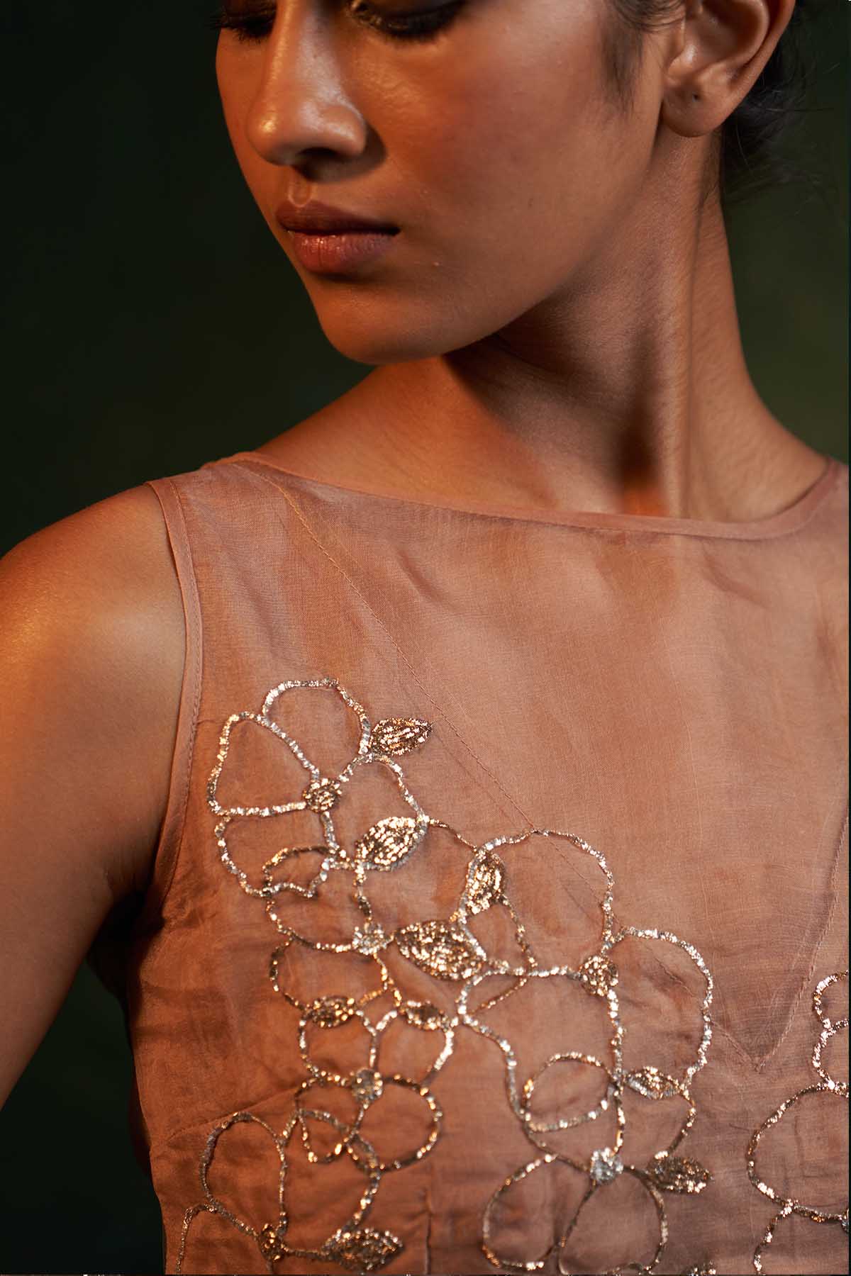 Brown Organza Nakshi Lehenga Set