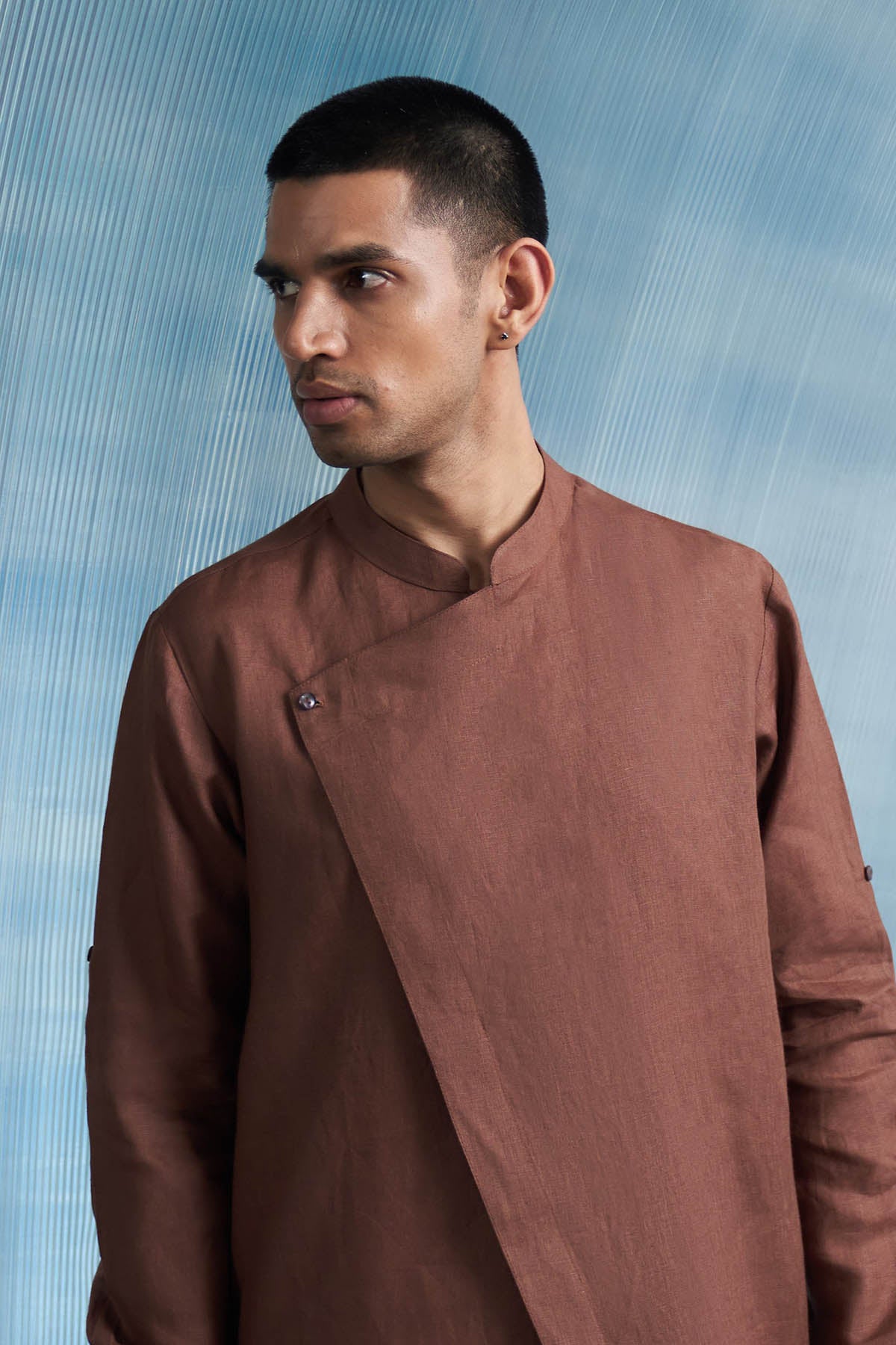 Brown Overlap Kurta & Pants