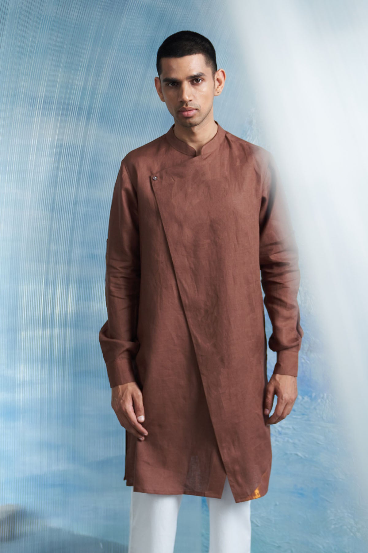 Brown Overlap Kurta & Pants