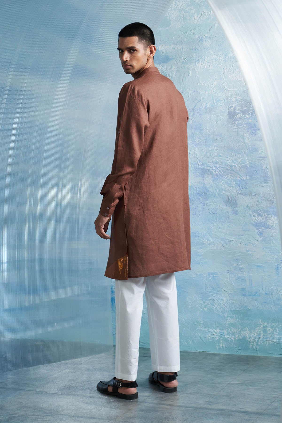 Brown Overlap Kurta & Pants