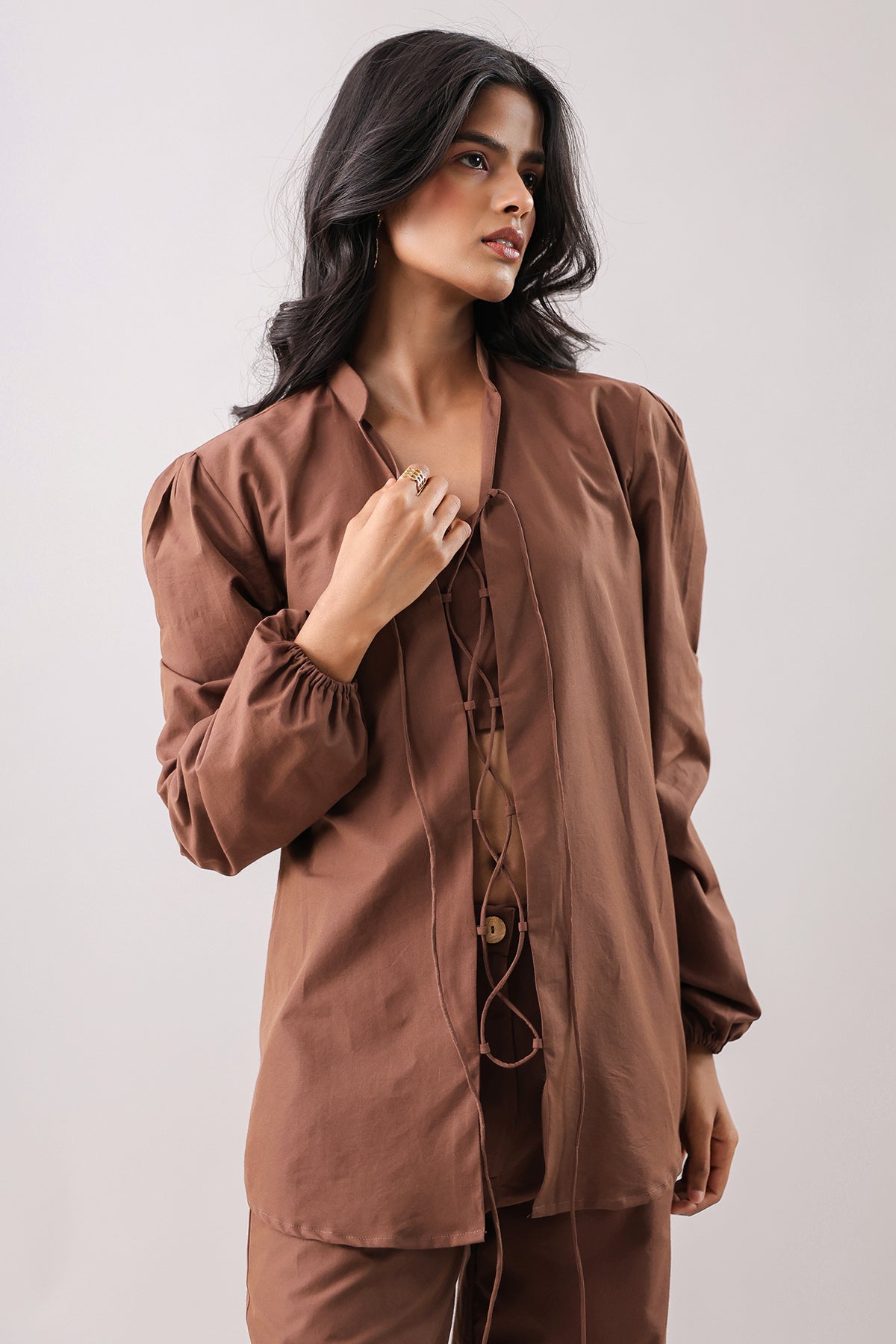 Brown Oversized Shirt & Pants