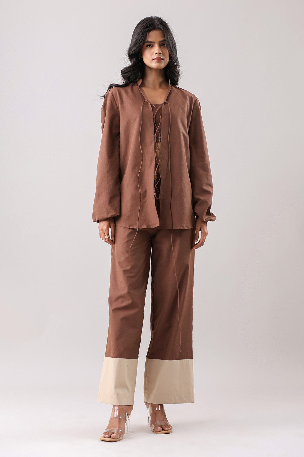 Buy Brown Oversized Shirt & Pants by Why Look West for women online at ScrollnShops