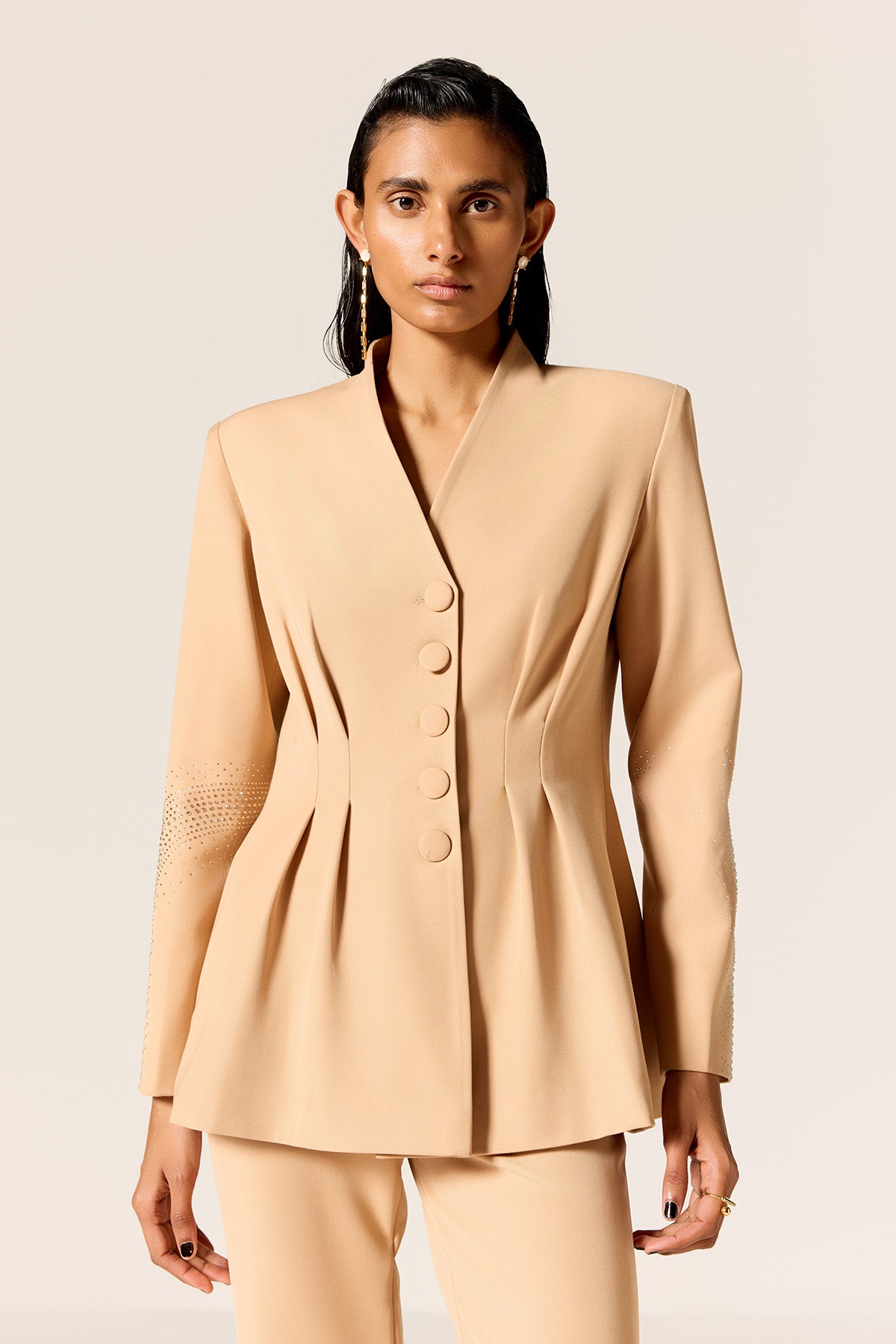 Brown Peplum Blazer & Pants