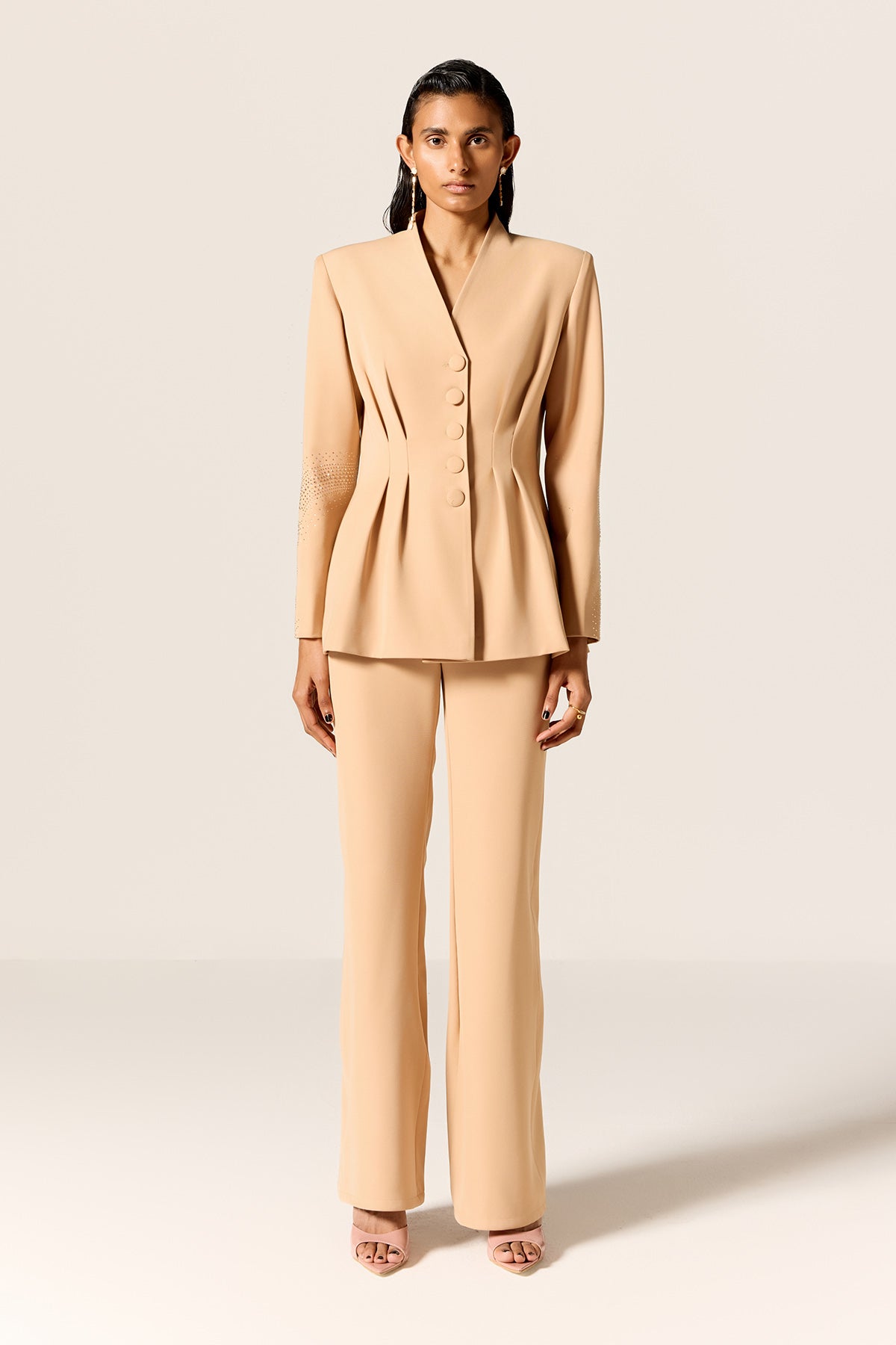 Brown Peplum Blazer & Pants