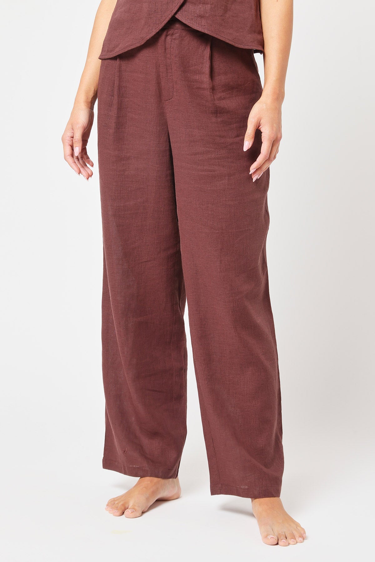 Buy Brown Pleated Wide-Leg Pants by Ashita Fernandes for Women online at ScrollnShops