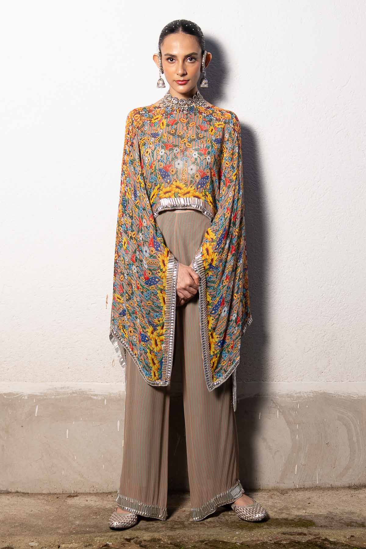 Brown Print Georgette Co-ord Set