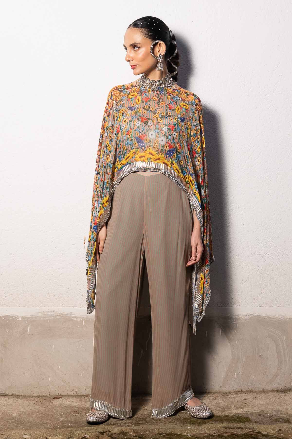 Buy Brown Print Georgette Co-ord Set by Saksham Neharicka for women online at ScrollnShops