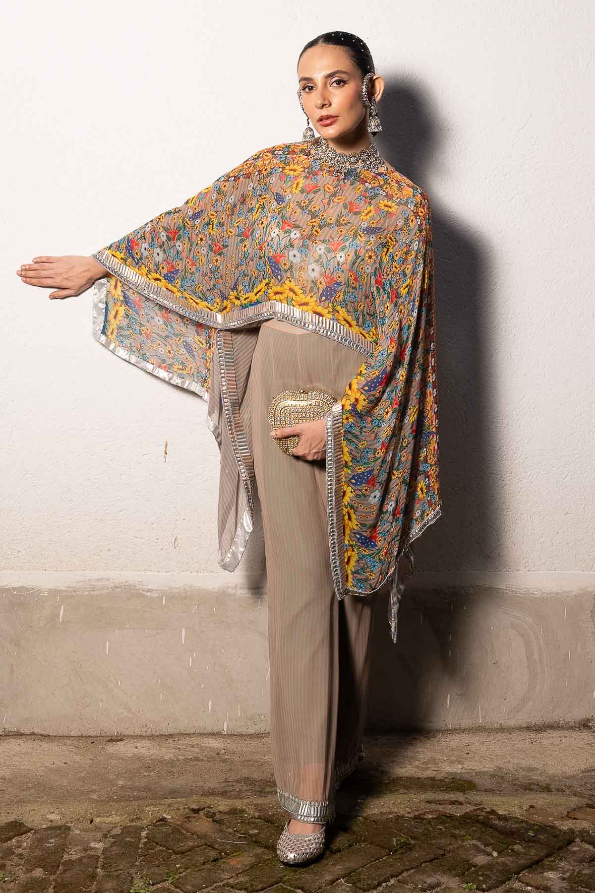 Brown Print Georgette Co-ord Set