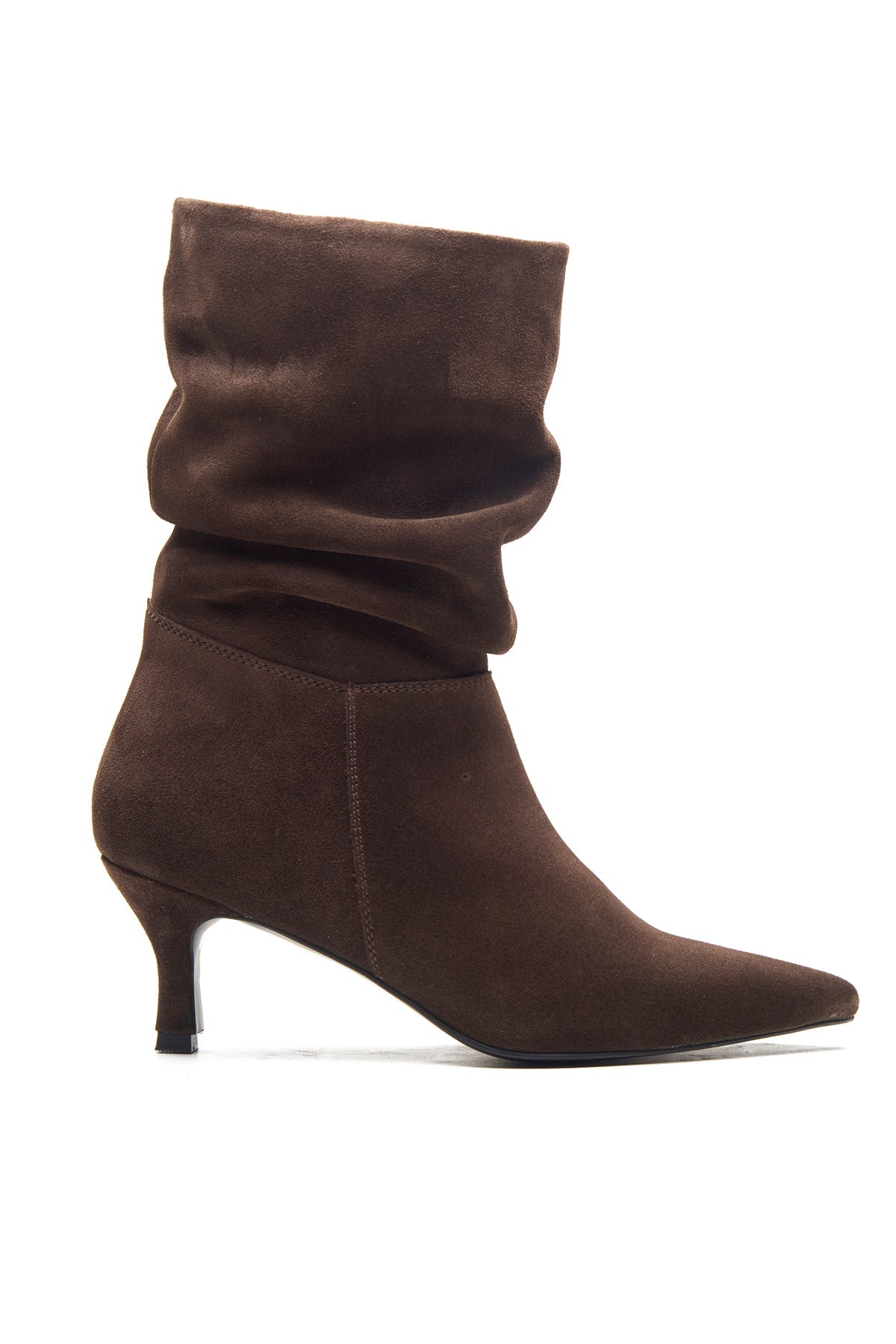 Buy Brown Ruched Heel Ankle Boots by Dang Shoes for women online at ScrollnShops