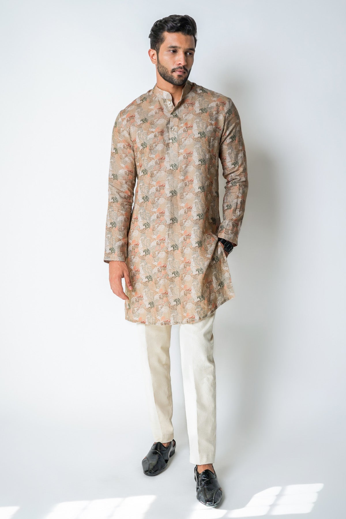 Buy Brown Rust Printed Kurta Set for men by House of Sheriff online available at scrollnshops