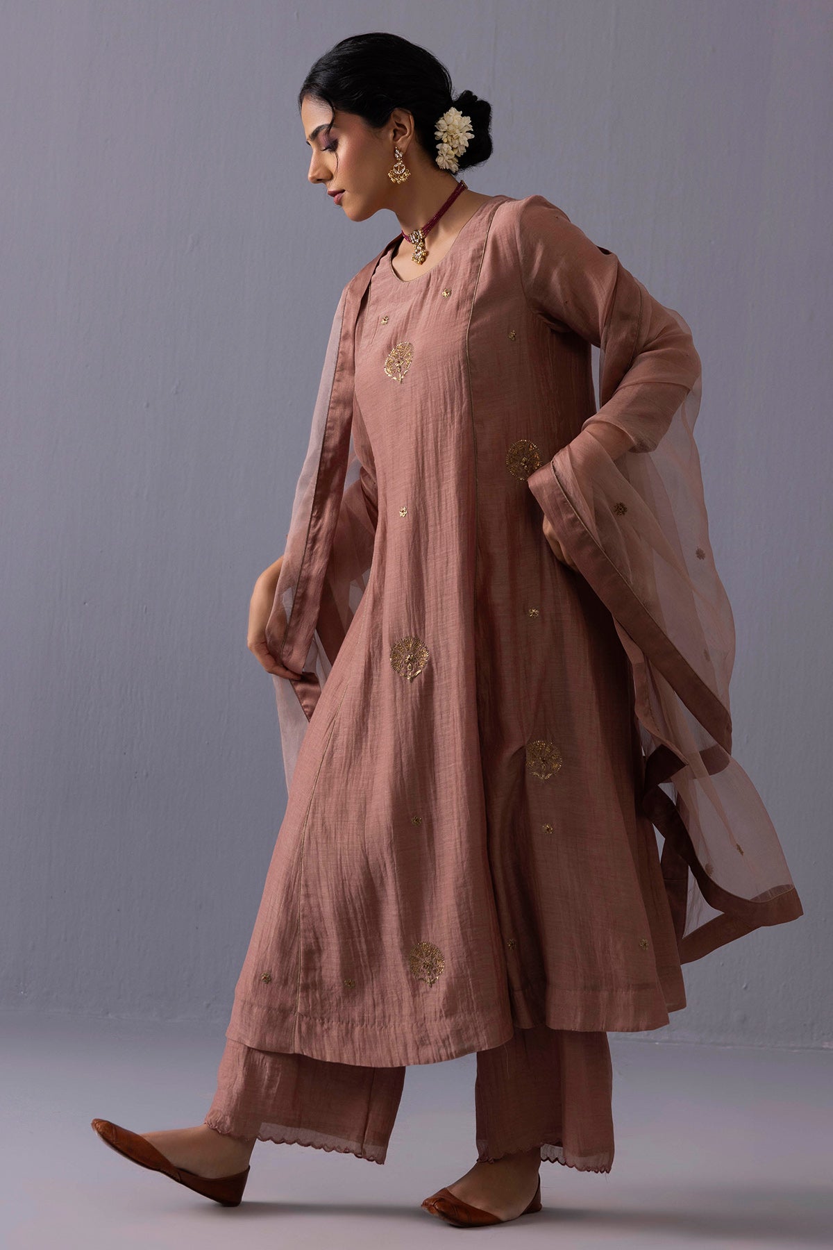 Brown Sequins Kurta And Pants