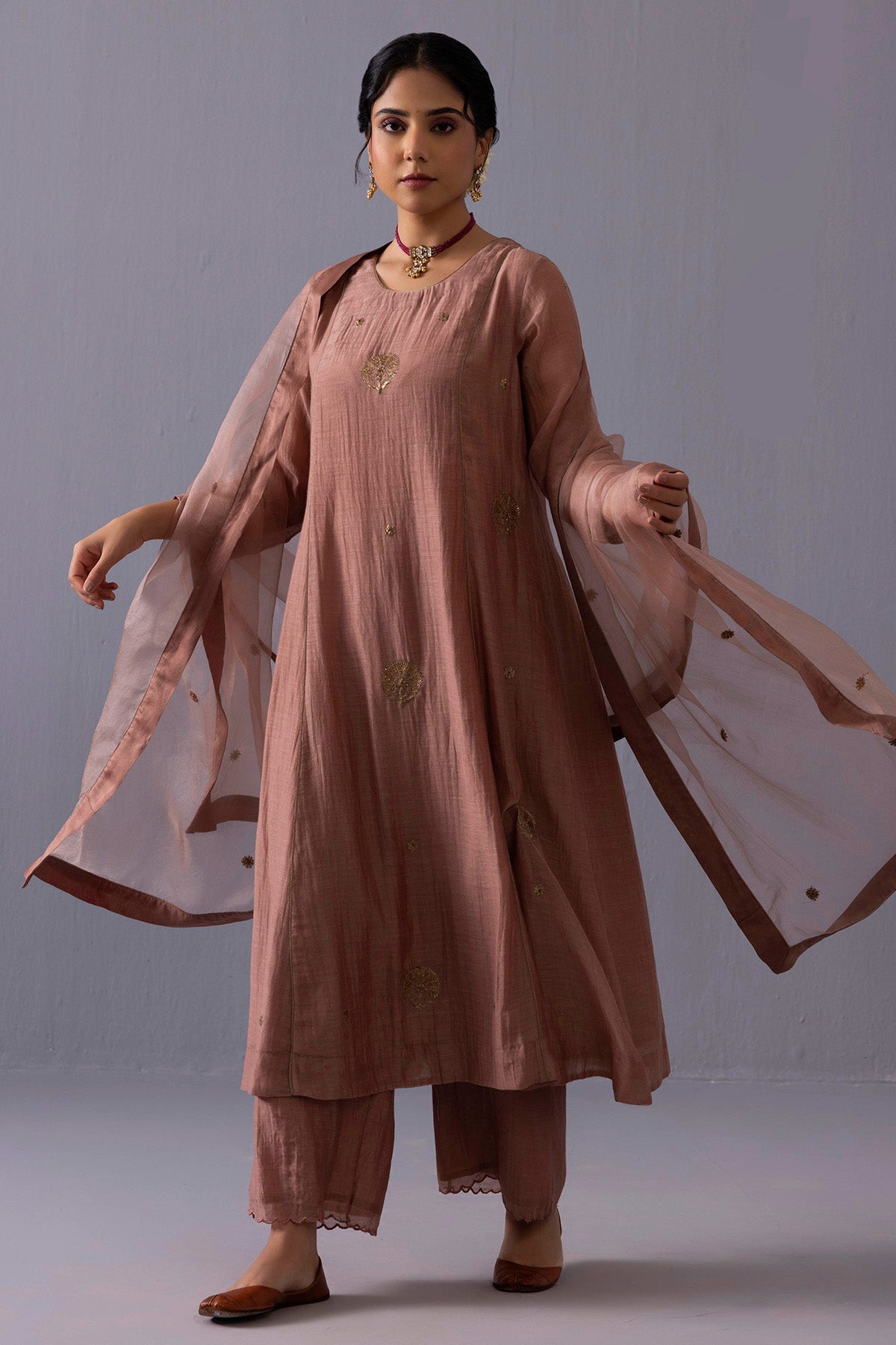 Brown Sequins Kurta And Pants