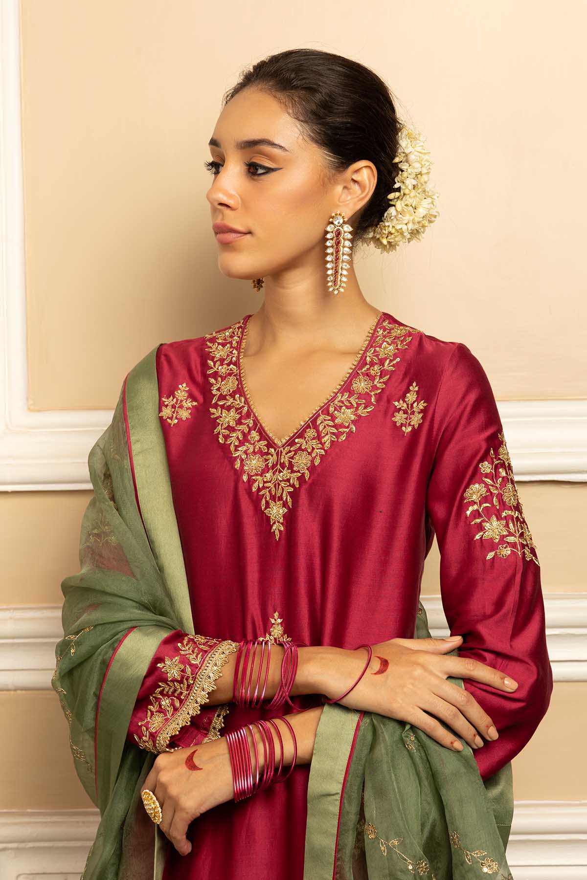 Brown Silk Chanderi Salwar Set