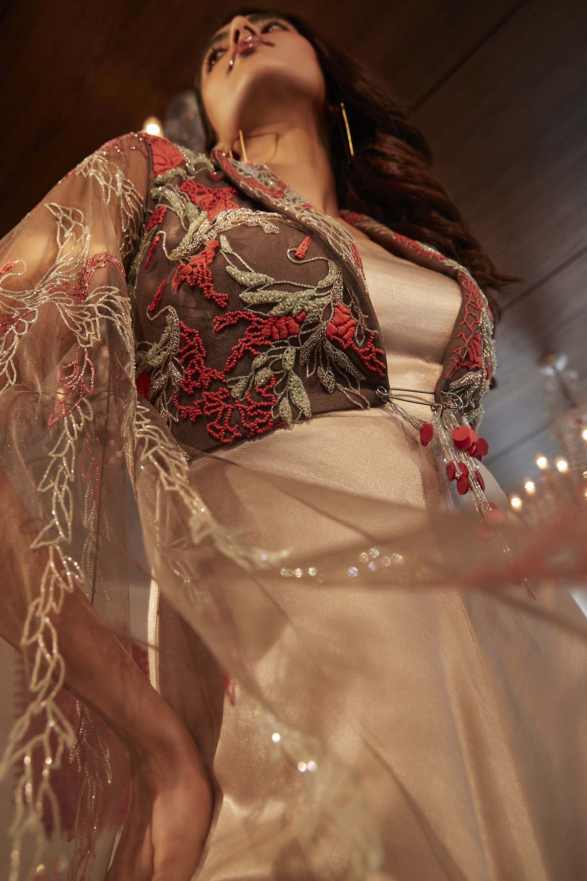 Brown Silk Cowl Dress & Jacket