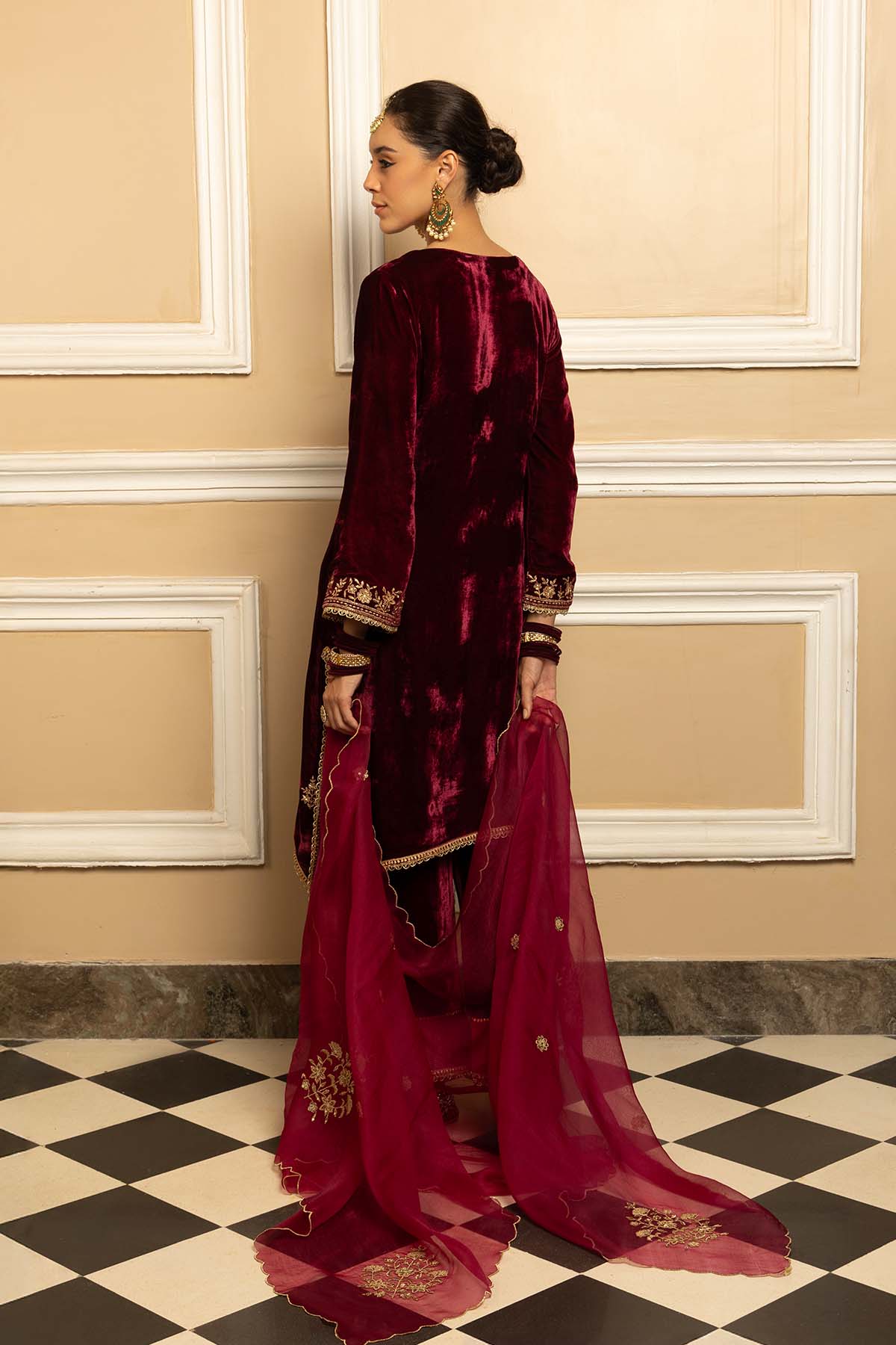 Plum Zari High-Low Kurta Set