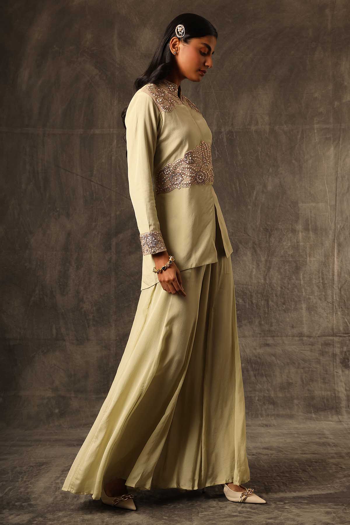 Brown Slit Short Kurta & Palazzo