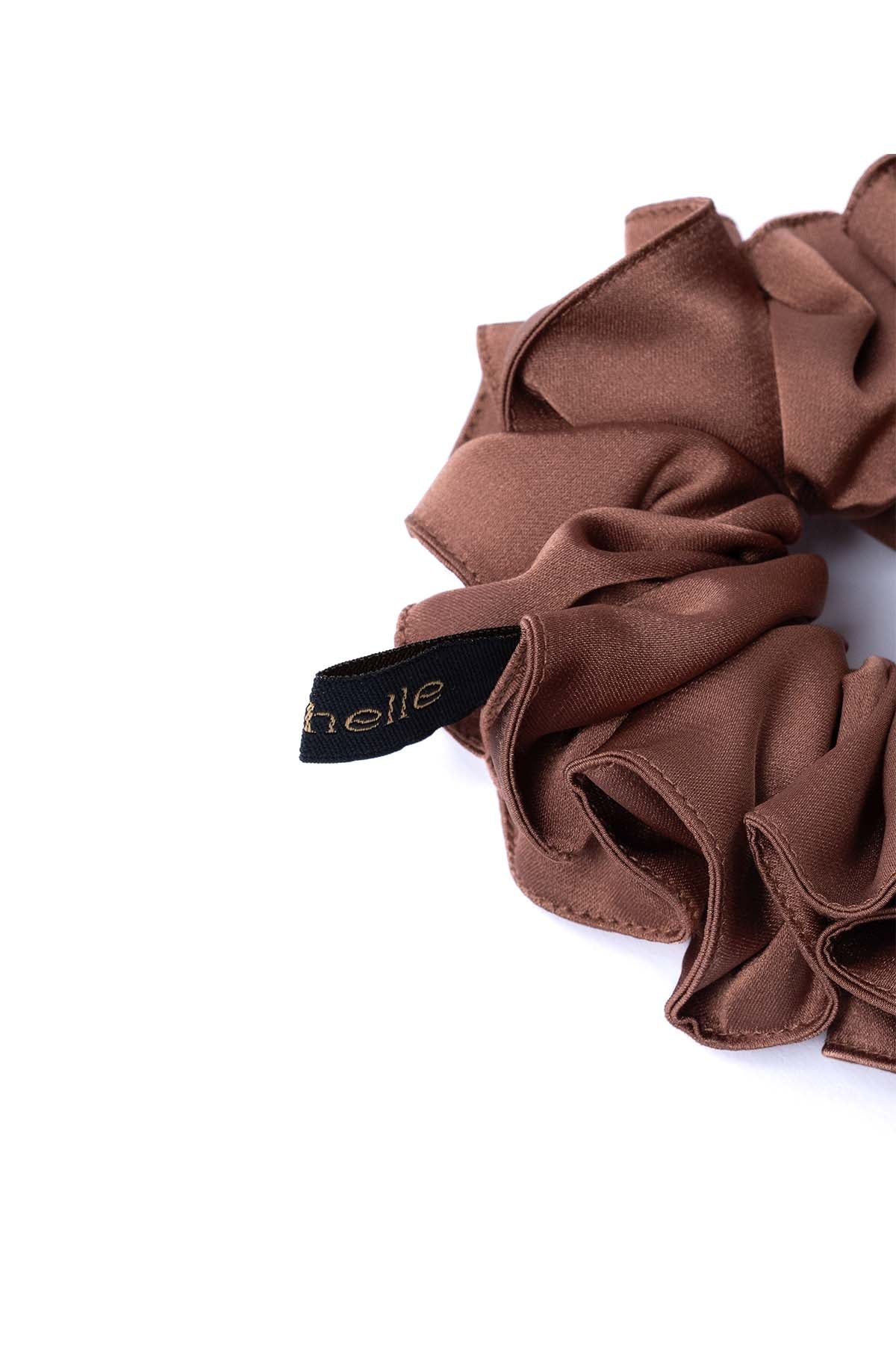 Brown Smooth Satin Scrunchie
