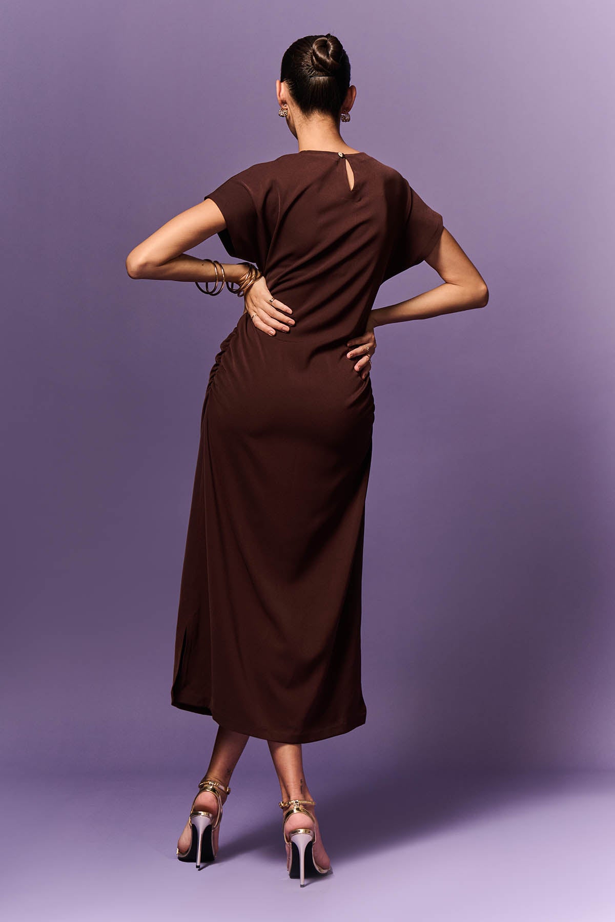 Brown Straight Fit Maxi Dress