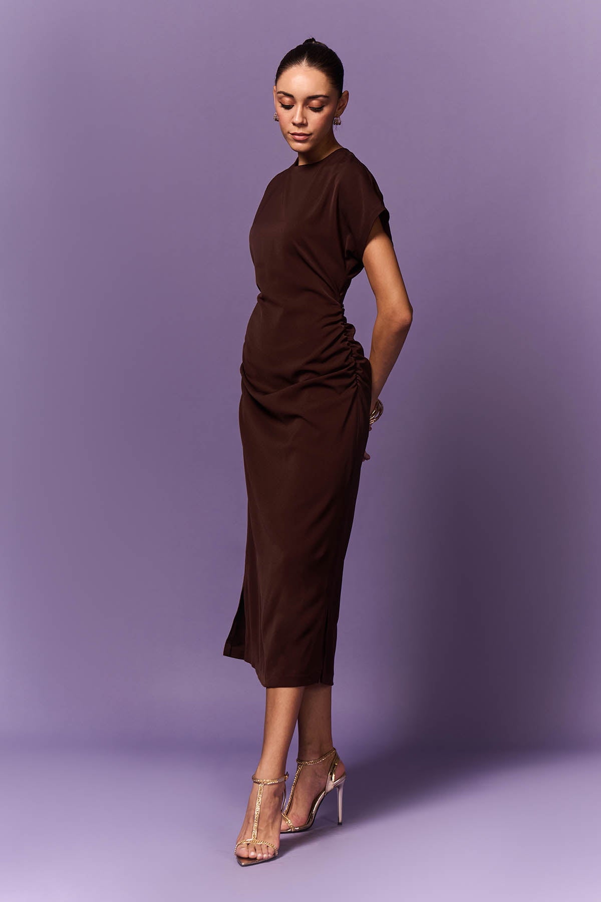 Brown Straight Fit Maxi Dress