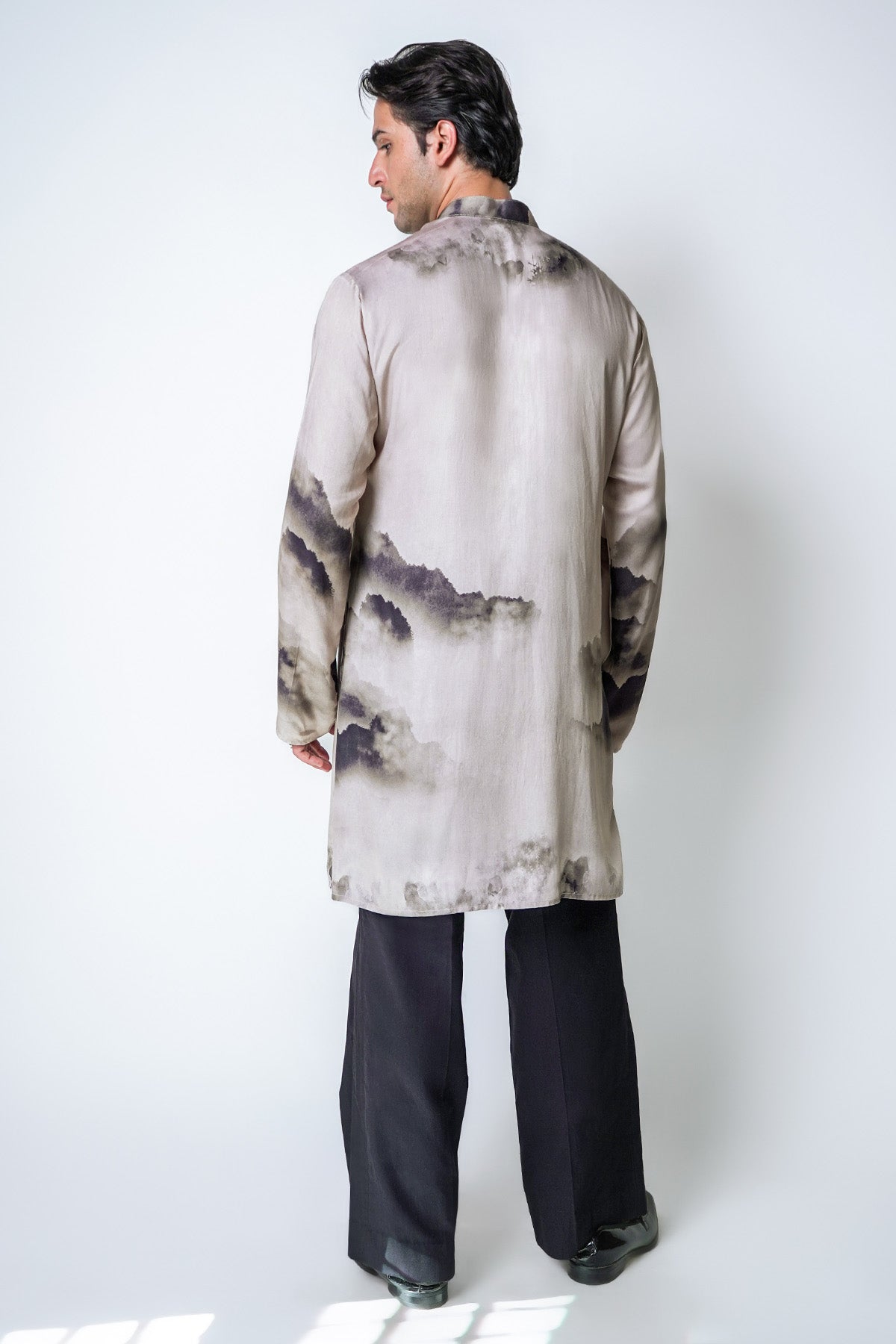 Brown Tencel Printed Kurta Set