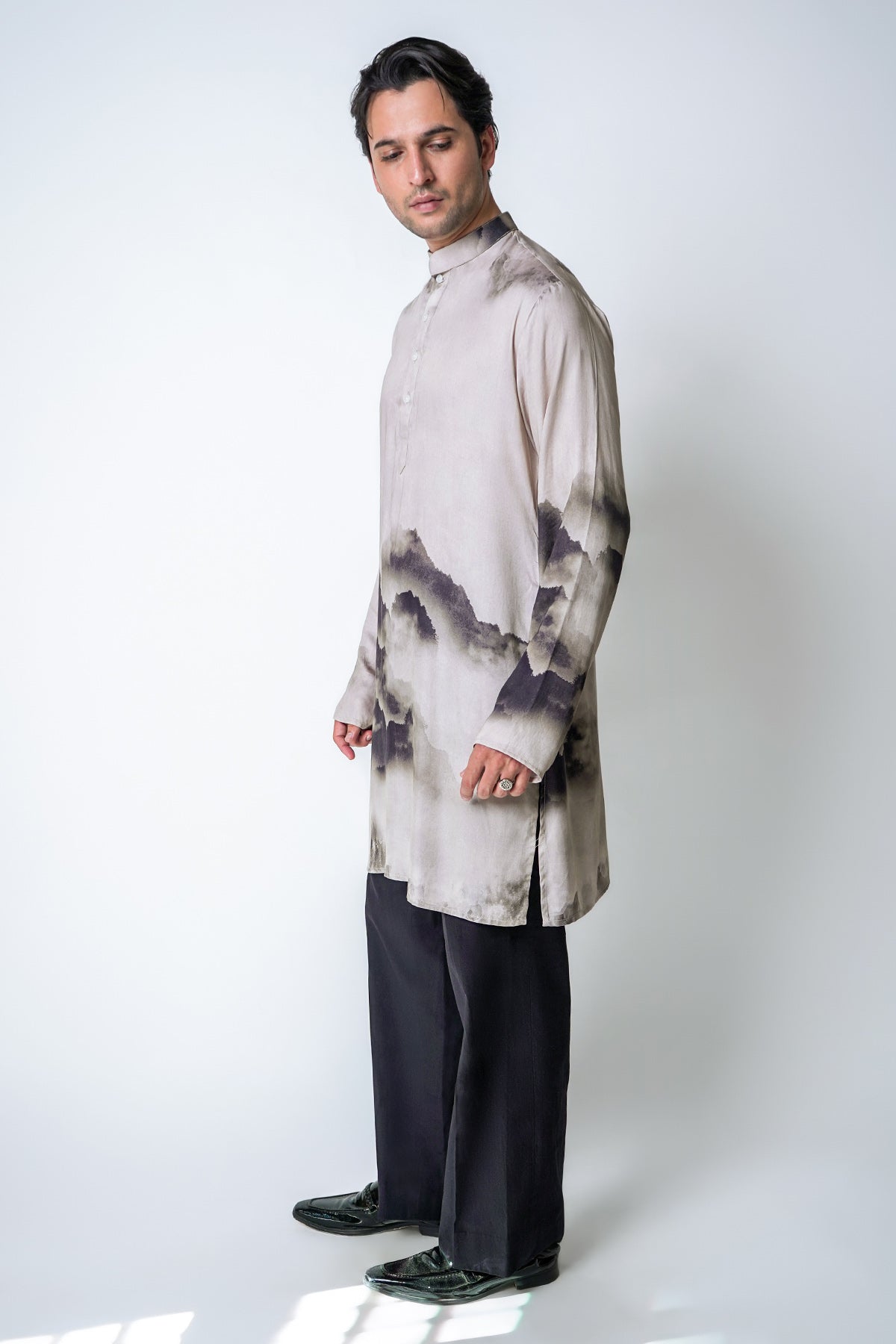 Brown Tencel Printed Kurta Set