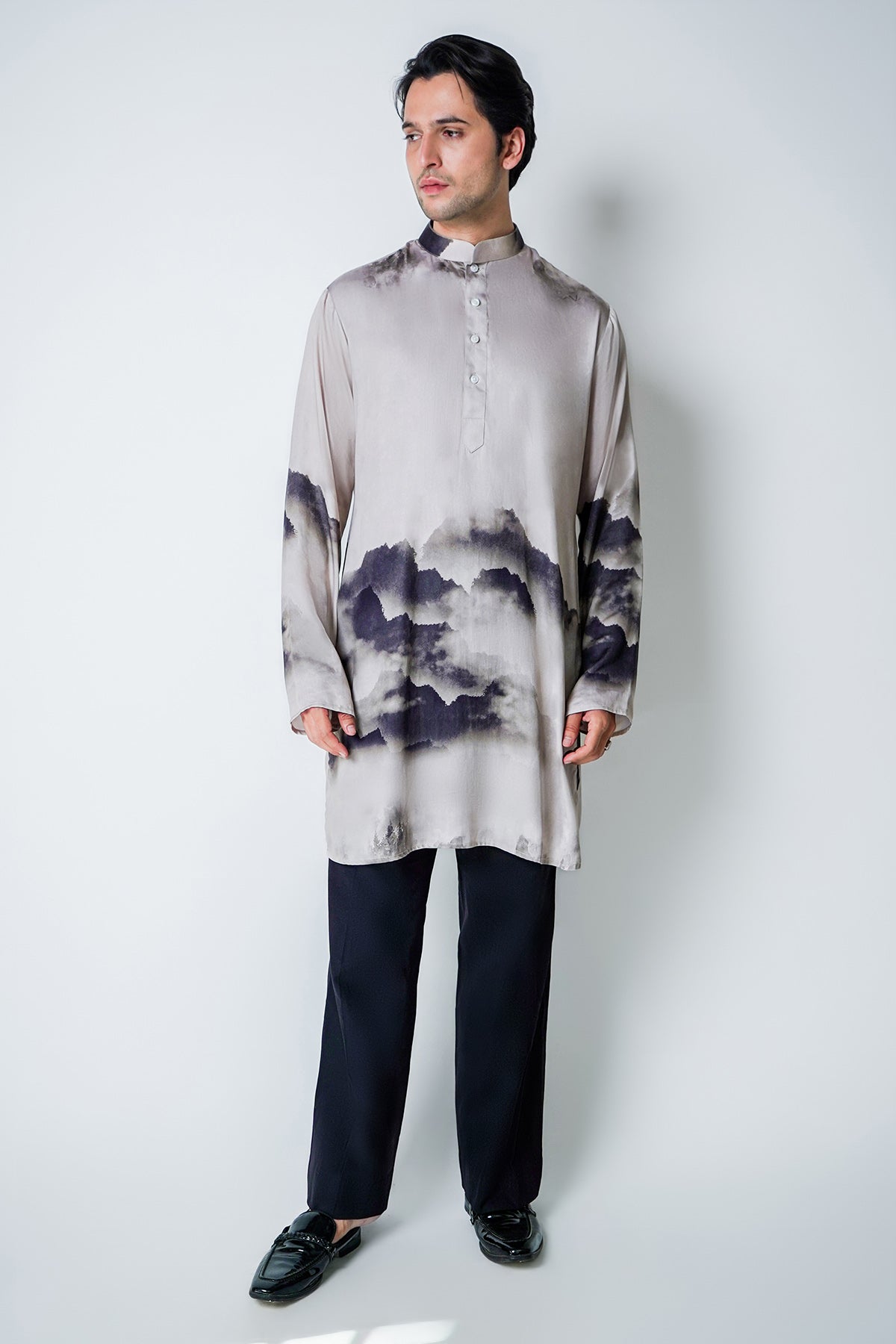 Buy Brown Tencel Printed Kurta Set for men by House of Sheriff online available at scrollnshops