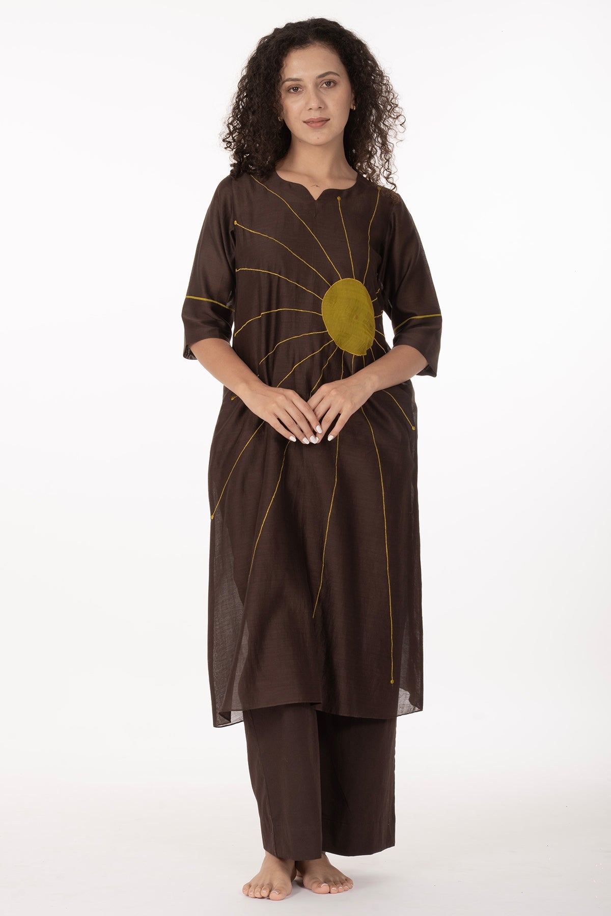 Buy Brown Thread Art Kurta & Pants for women by Khat Clothing online available at scrollnshops