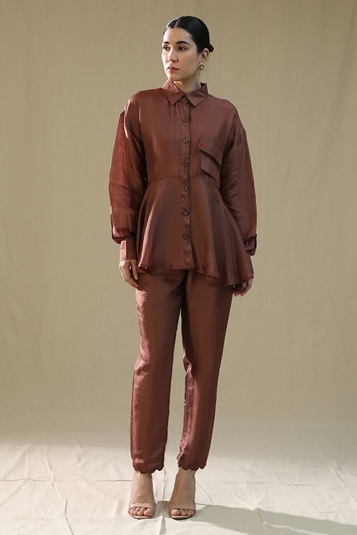 Brown Thread Work Co-ord Set