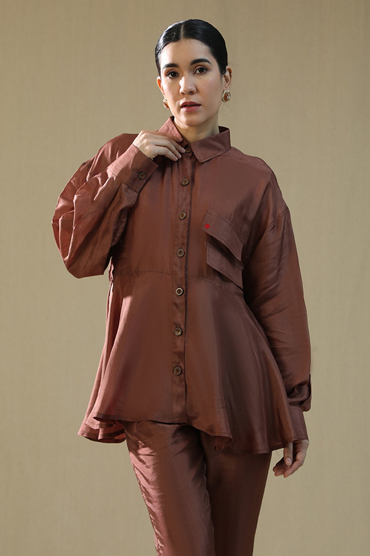 Brown Thread Work Co-ord Set