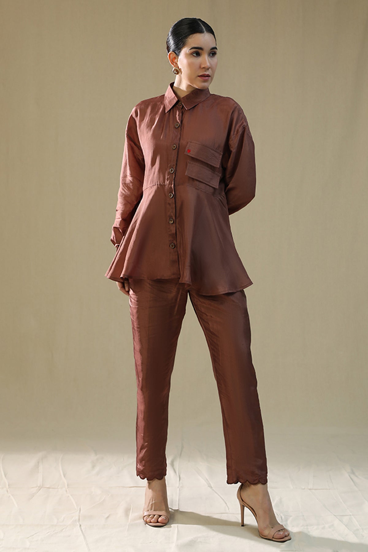 Brown Thread Work Co-ord Set