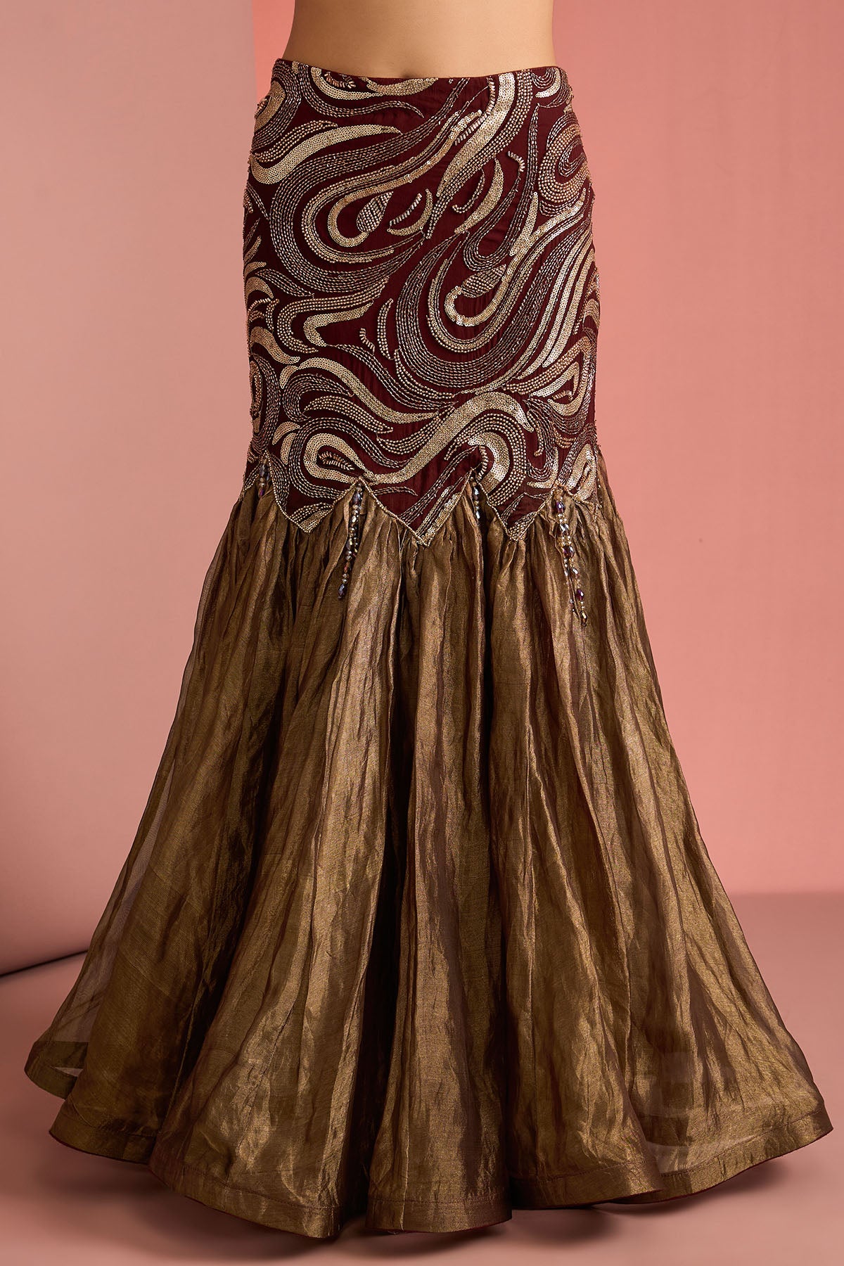 Brown Tissue Indo-Western Set