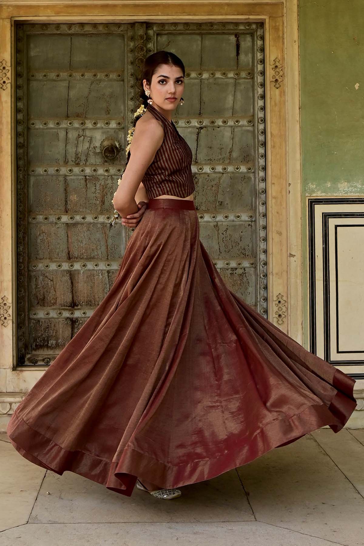 Brown Tissue Sleeveless Top