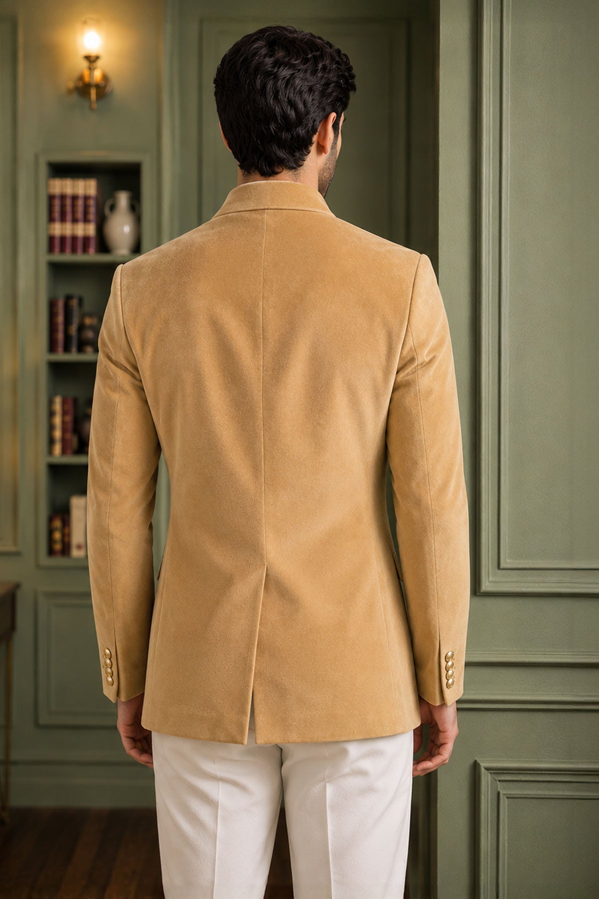 Brown Velvet Work Jodhpuri Suit
