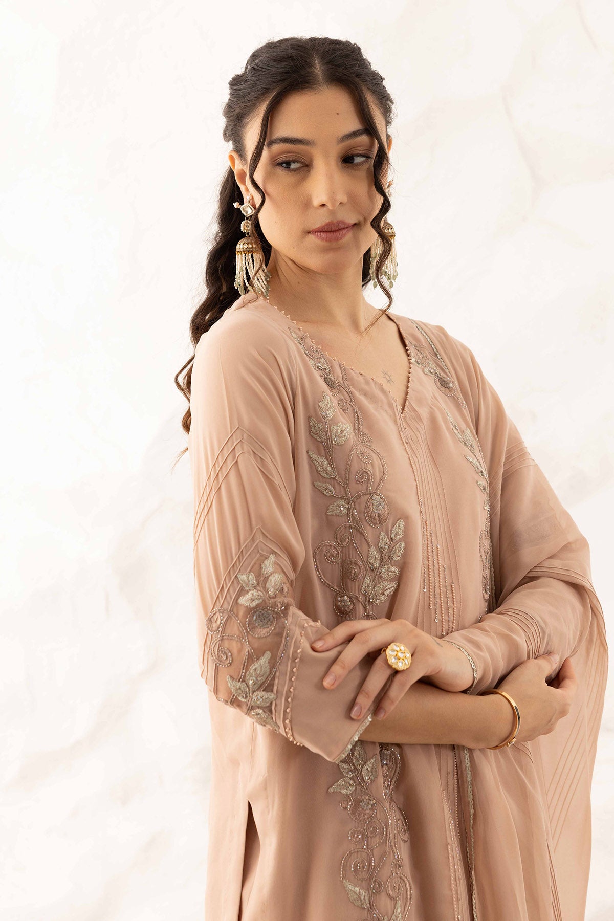 Brown Zardosi Work Palazzo Set