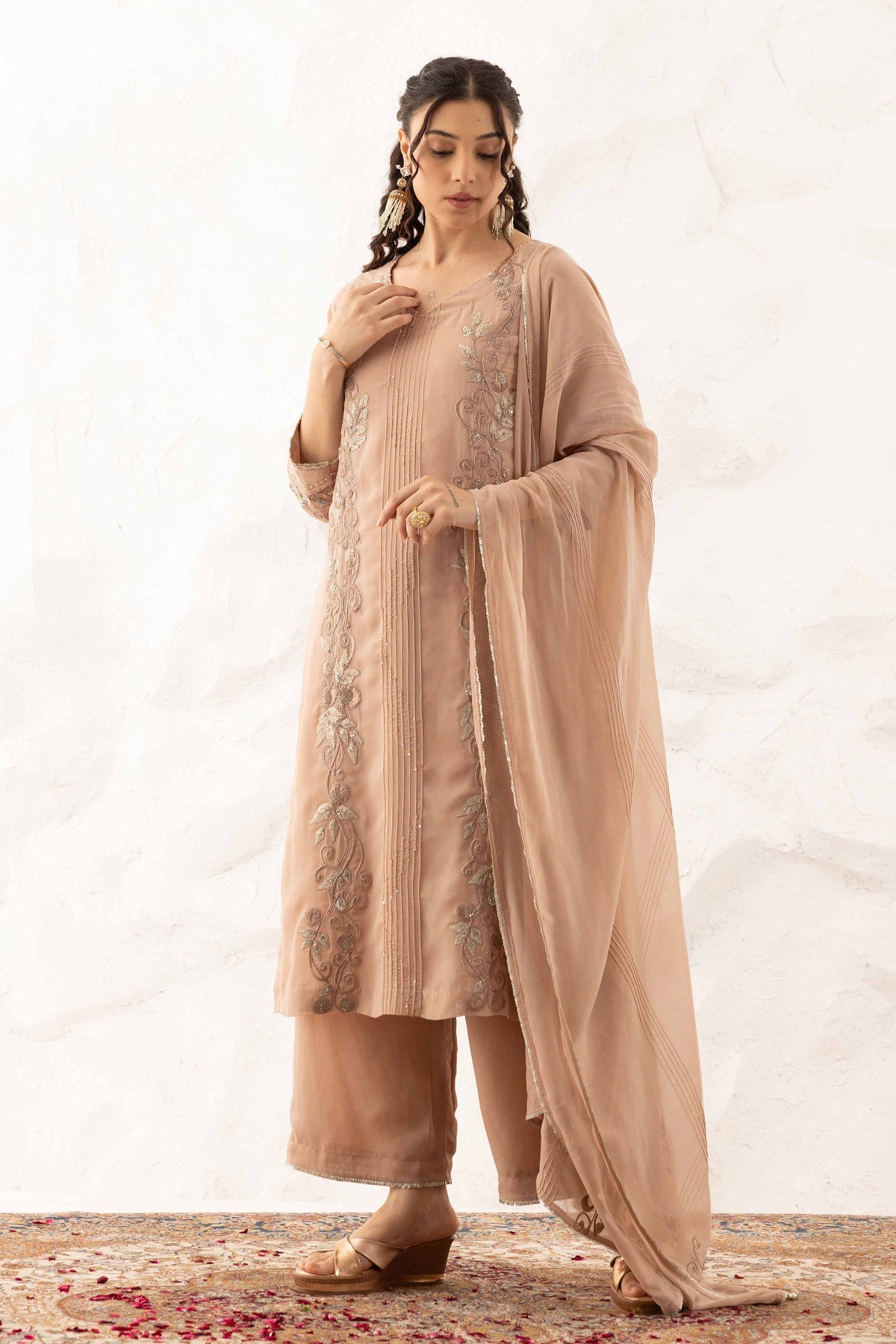 Buy Brown Zardosi Work Palazzo Set by Ajiesh Oberoi for women online at ScrollnShops