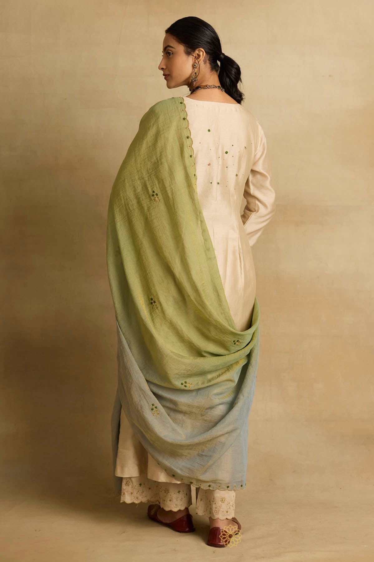 Brown Zardozi A-Line Kurta Set