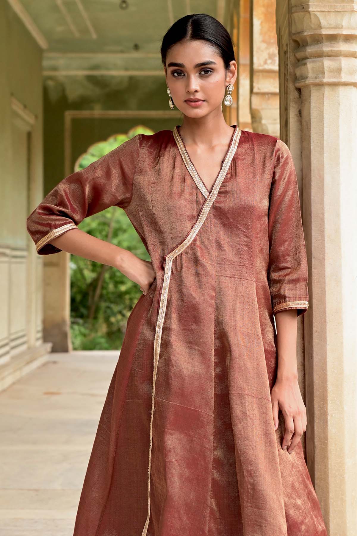 Brown Zardozi Kurta & Pants