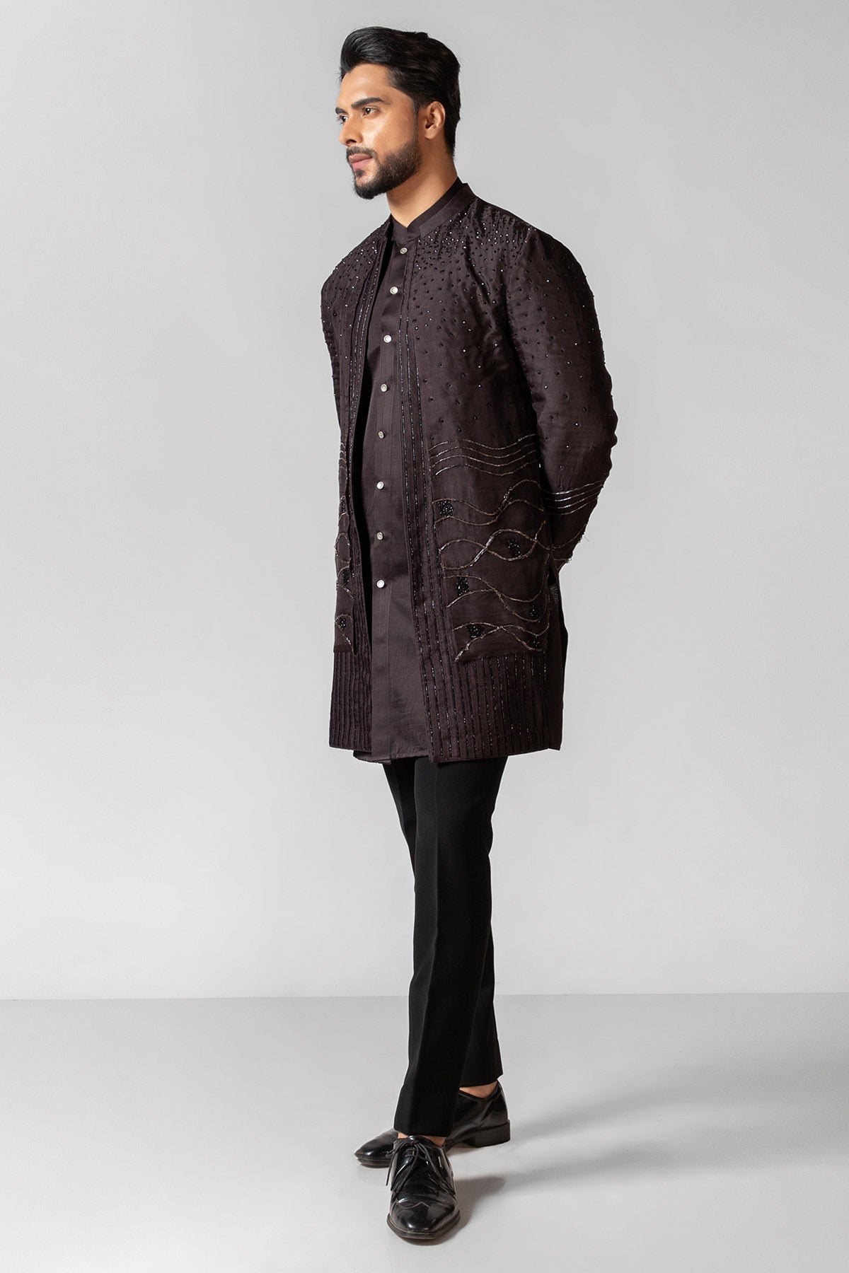 Brown Zarkan & Dabka Achkan Set
