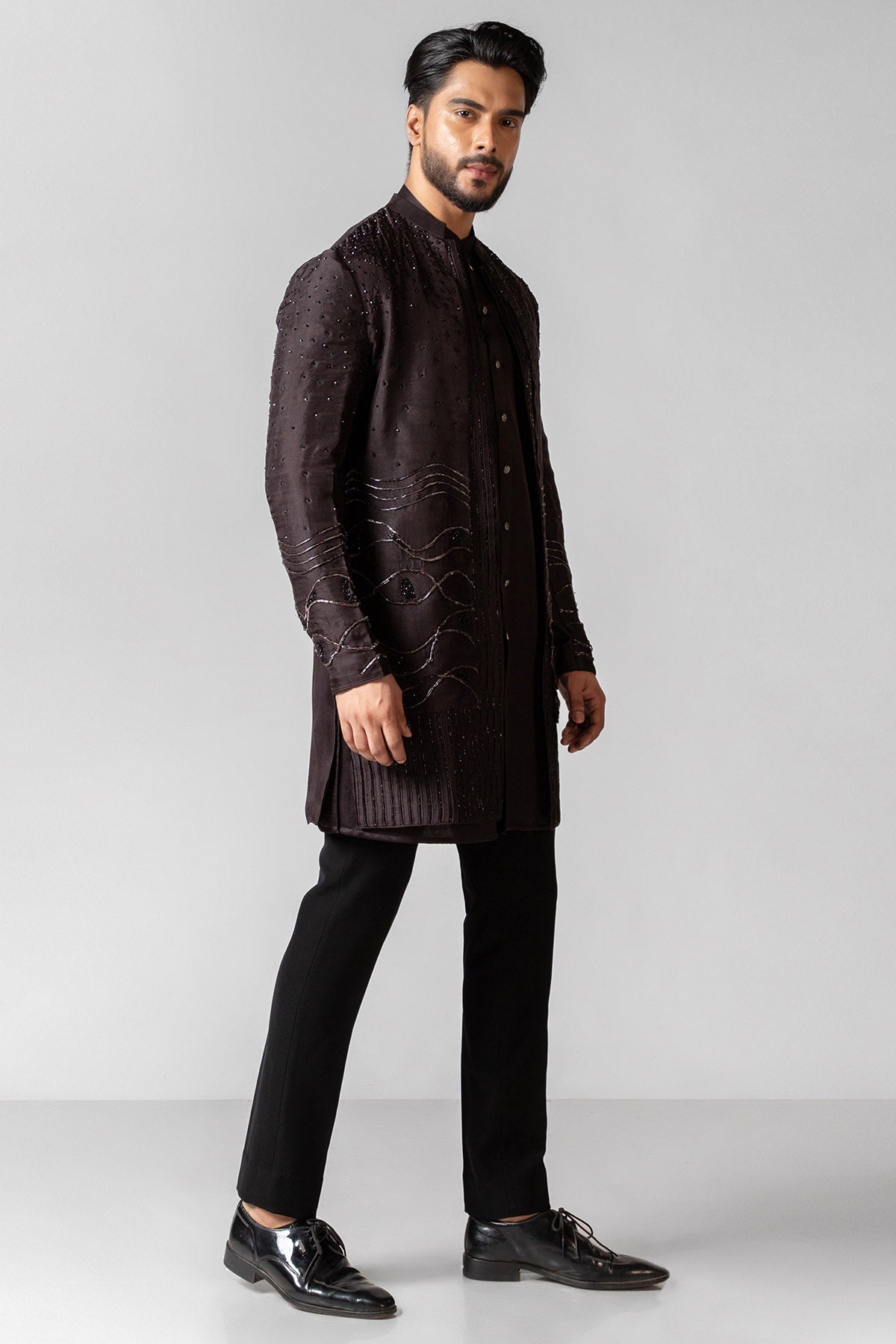 Brown Zarkan & Dabka Achkan Set