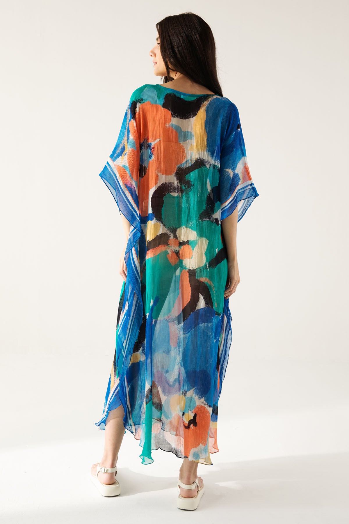 Brushstroke Print Blue Kaftan