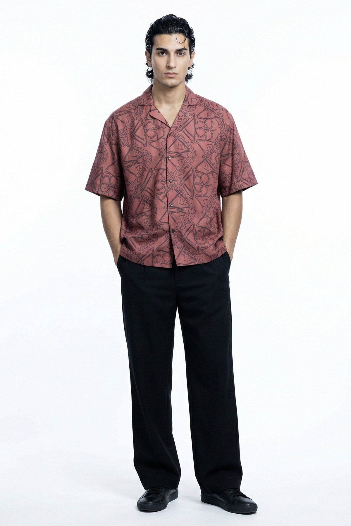 Buy Burgundy Artistic Detail Shirt for men by Tezhhomayaa online available at scrollnshops