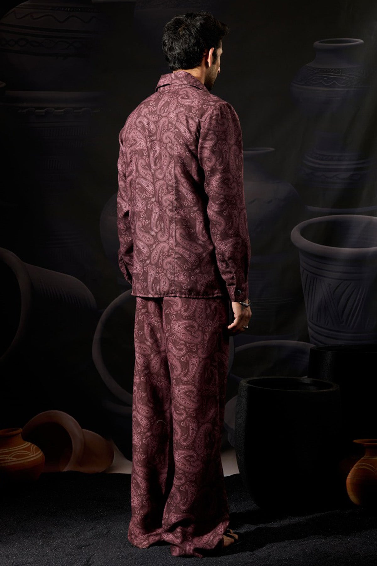 Burgundy Cotton Paisley Jacket